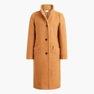 Tan Teddy Jacket with Stand-Up Collar and Textured Material​